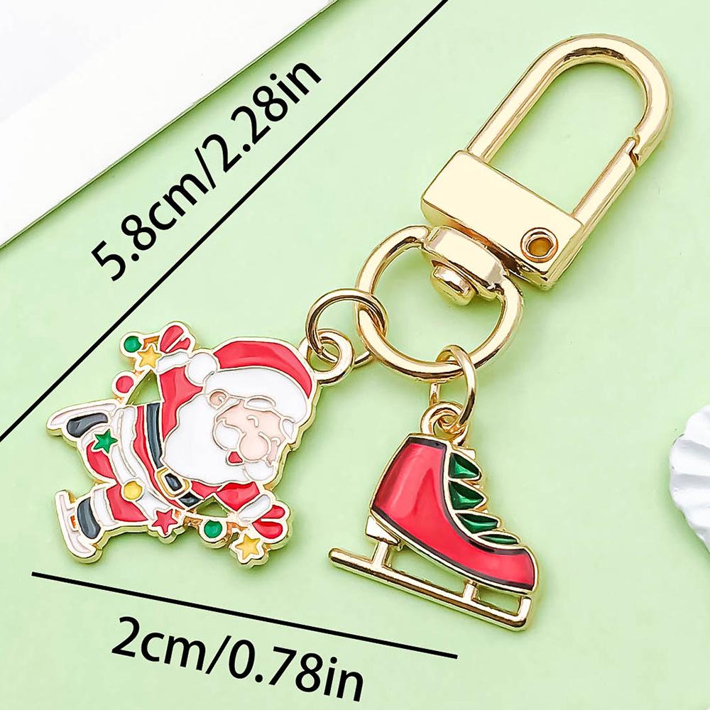 Exquisite Christmas Keychain: Santa, Reindeer, Gift Box, and Bell Ornaments Pendant