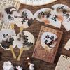 30pcs Chinese Style Fan Shaped Postcards, Vintage Art Decor Paper, Journal DIY Collage Material