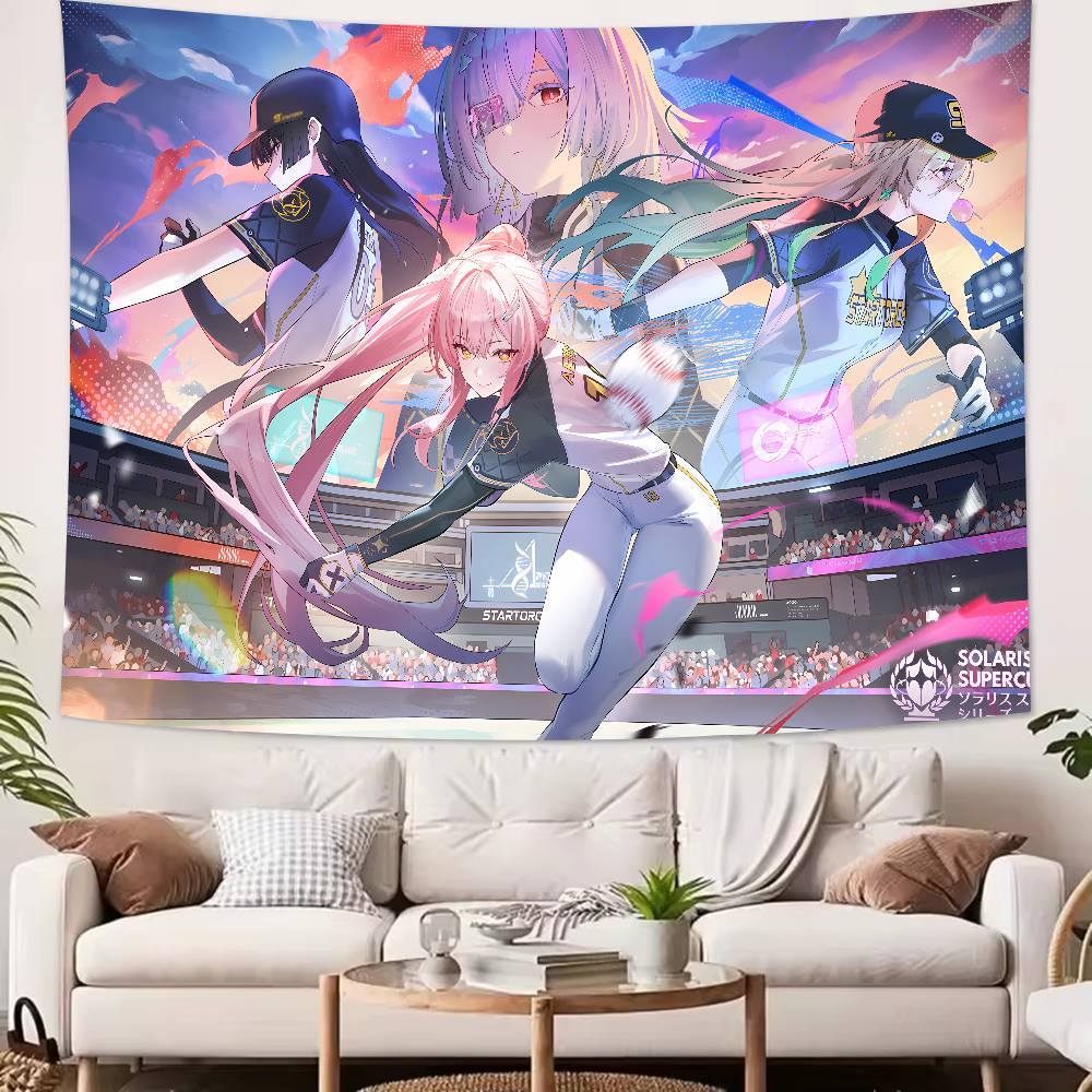Cute Kawaii Girl Aemeath WUWA Tapestry Decoration Bedroom Dormitory Background Cloth Holiday Home Living Room Club Tapestry