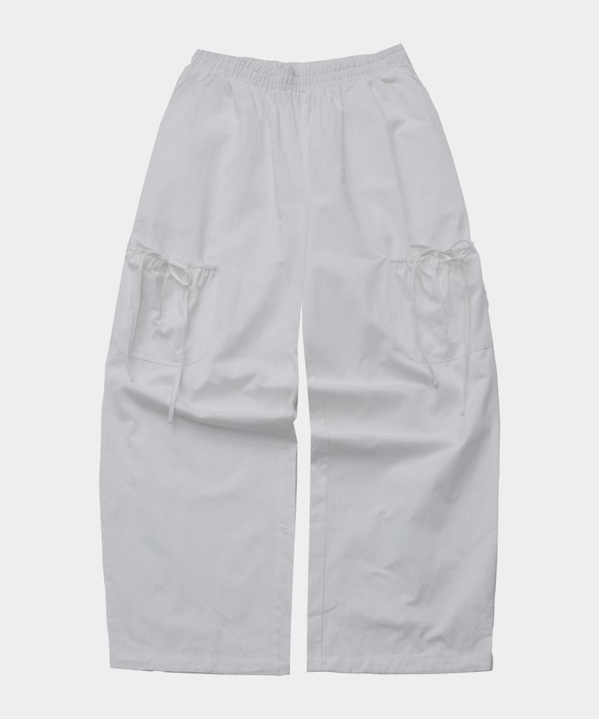 SOME PLACE Shirred Multi-Big Pocket Strap Detail Wide Cargo Cotton Pants_3 Colors