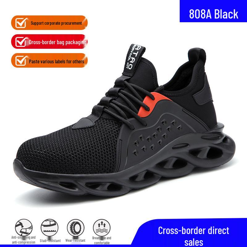 Summer Breathable Anti-smash Anti-puncture Safety Shoes with Lightweight Shock Absorption and Comfortable Flying Woven Upper