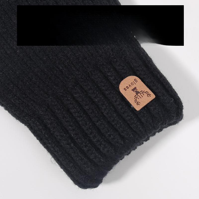 New Men's Warm Full Finger Gloves Winter Touchscreen Plus Fleece Gloves Men Women Thickening Wool Knitted Cycling Driving Gloves