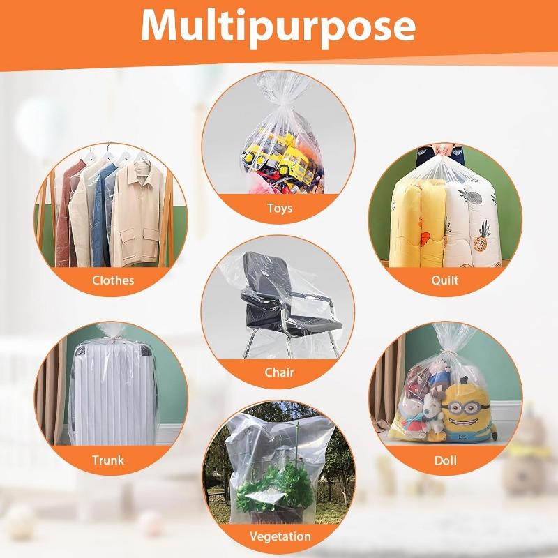 10Pcs Extra Large Clear Plastic Bags, 100x152cm, Large Reusable PE Plastic Bags for Luggage, Luggage, Furniture, Quilts, Chairs, PE Toys