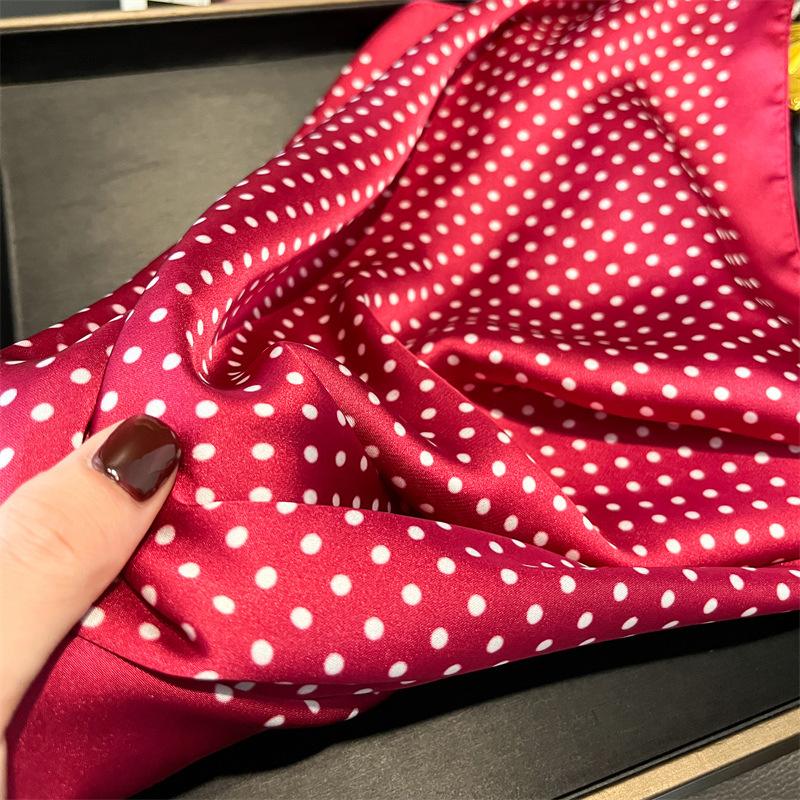 Foulard Quadrato con Stampa Pois per Donna Sciarpa di Seta Foulard Fasce per Capelli Femminili Copricapo Fascia Foulard Fascia Hijab in Raso Bandana