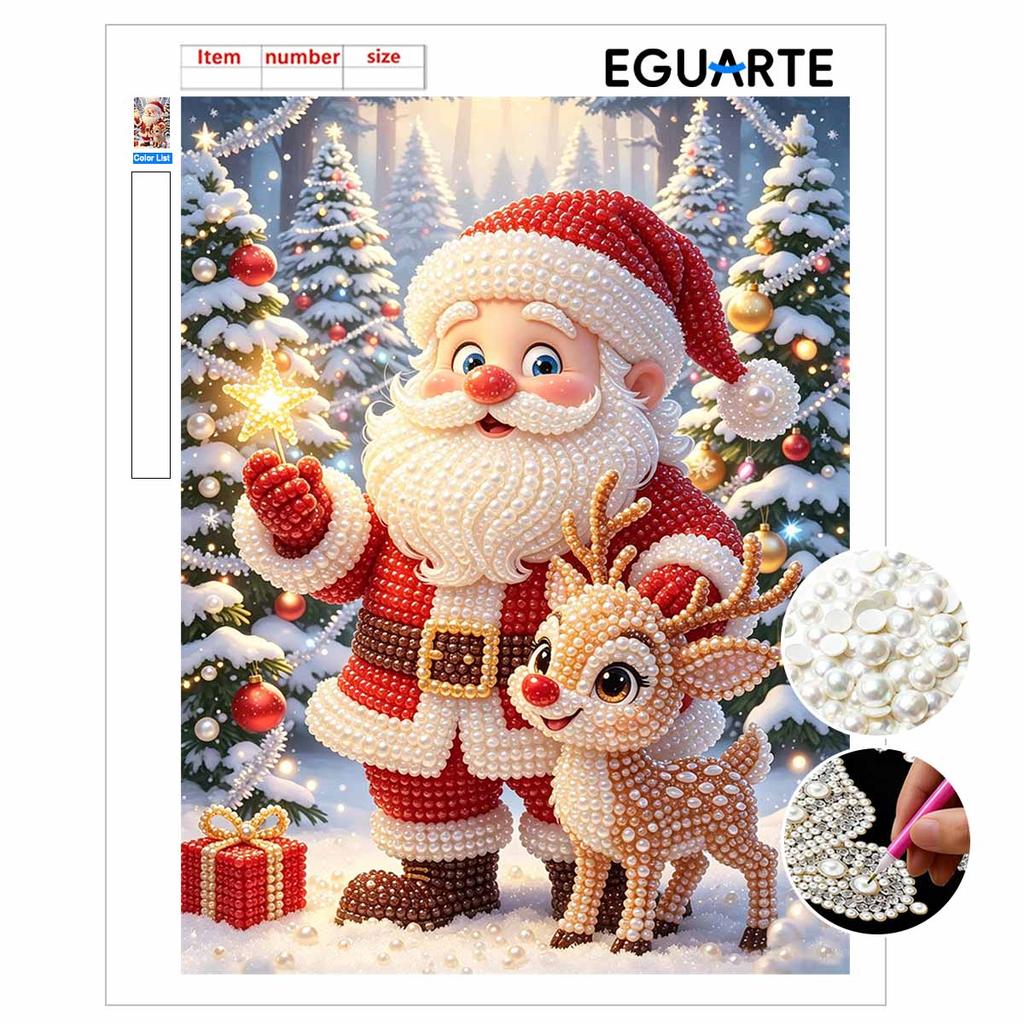 Christmas Pearl Painting Kit Handmade DIY Santa Claus Reindeer Snow Forest Home Decoration Painting