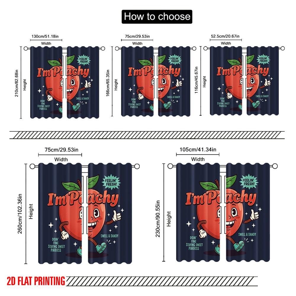 2pcs 2D Flat Printing Curtains Peachy Sweet Authentic Good Stuff Polyester Without Electricity 0 Perfect for Entryway Room