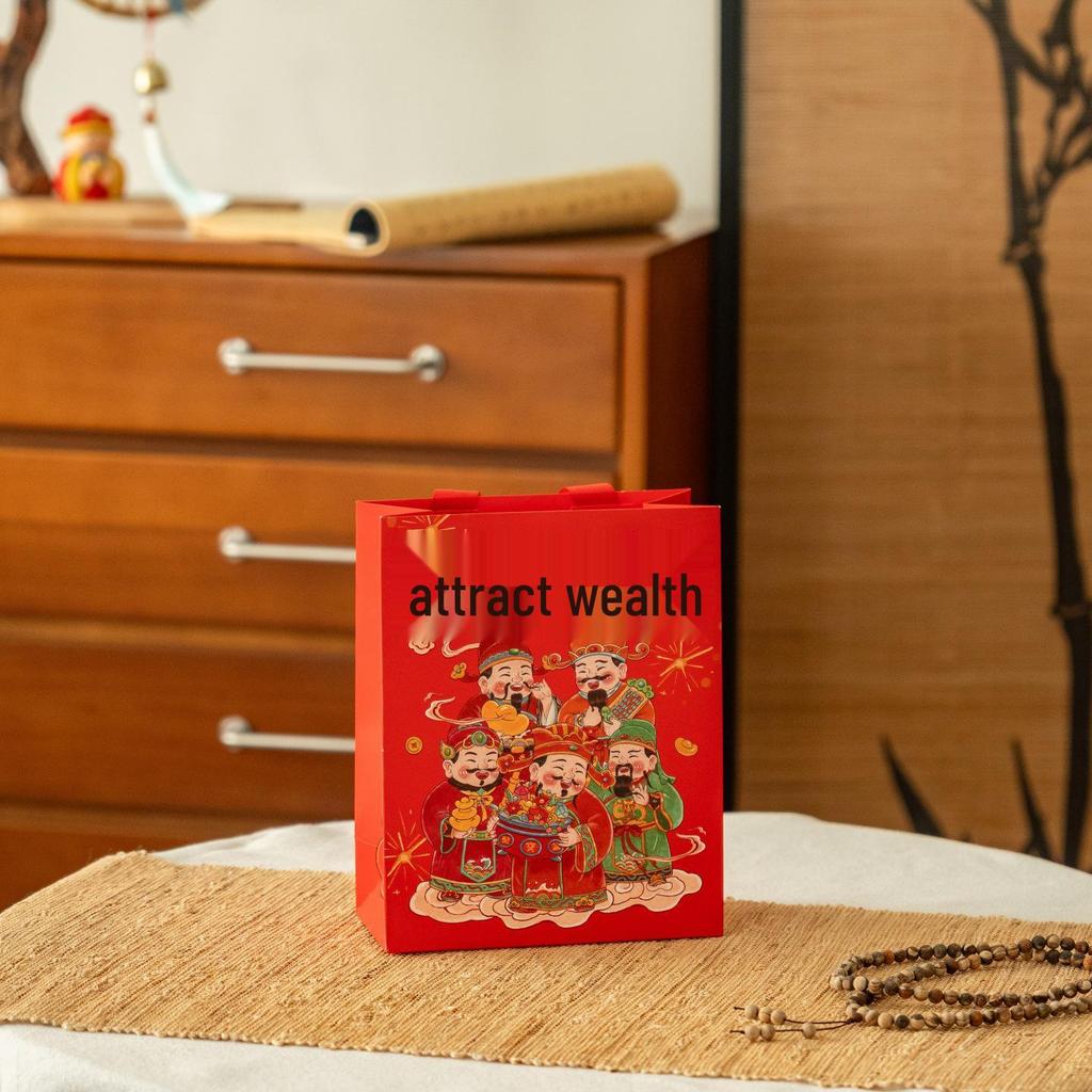 Meow Description Handbag 2026 Year of the Dragon Red Gift Paper Bag Holiday Packaging