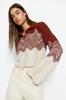 Women's Elegance Style Sweater Black Crop Jewel Buttoned Knitwear Sweater
