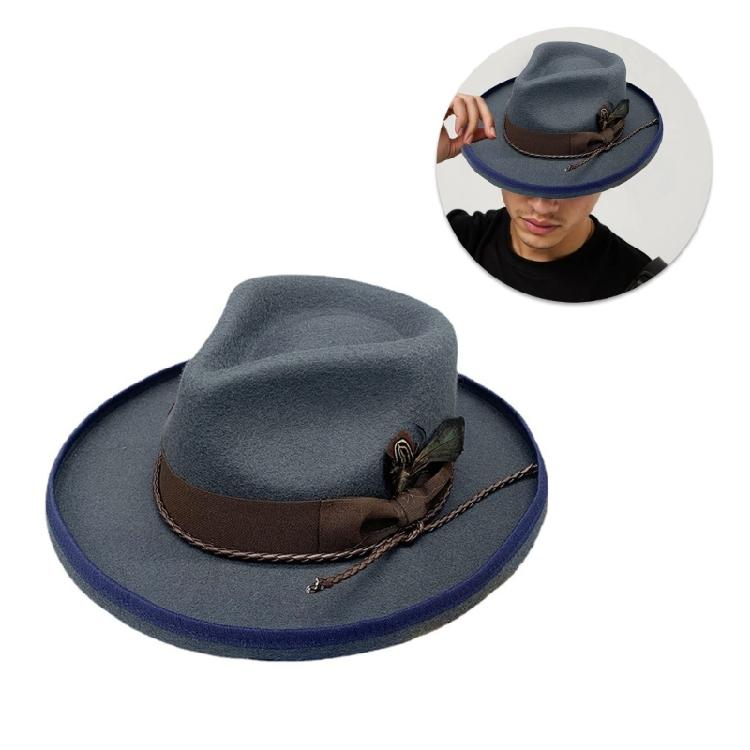 Elegant Feather Homburg Wool Styling Hat with Wide Brimmed Flat Hat Wide Brimmed Western Hat for Casual Wear