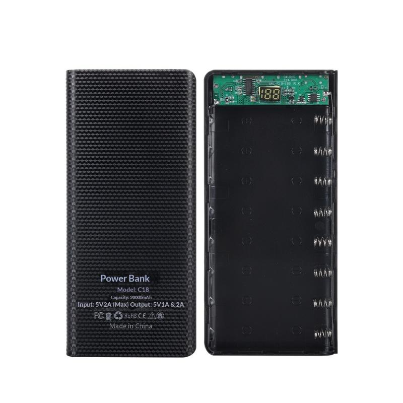 Diy 8*18650 Battery Power Bank Case Charge Storage Box 5V Dual Usb Type C Battery Holder Box Pd Qc3.0 Fast Charge For Phone