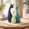Decorazioni per la Casa Statua Famiglia di Cervi Fortunati Figure in Ceramica - (Set di 3, Blu Navy, Limone e Verde Chiaro)