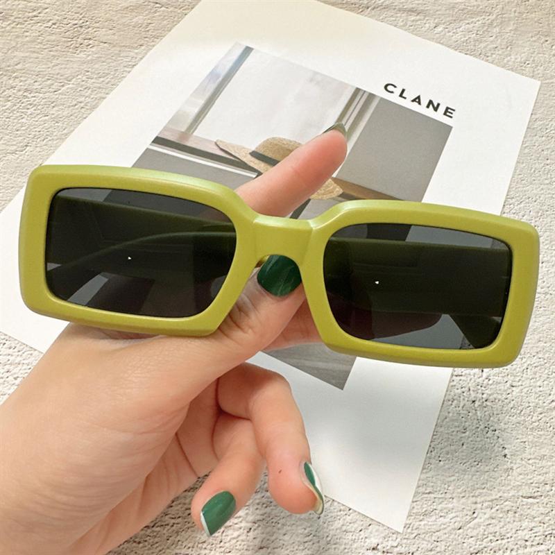 

New Vintage rectangle Sunglasses Women Men Square Pc Frame Sun Glasses Female Brand Retro Shades Fashion sunglasses for Male MULTI зелёный