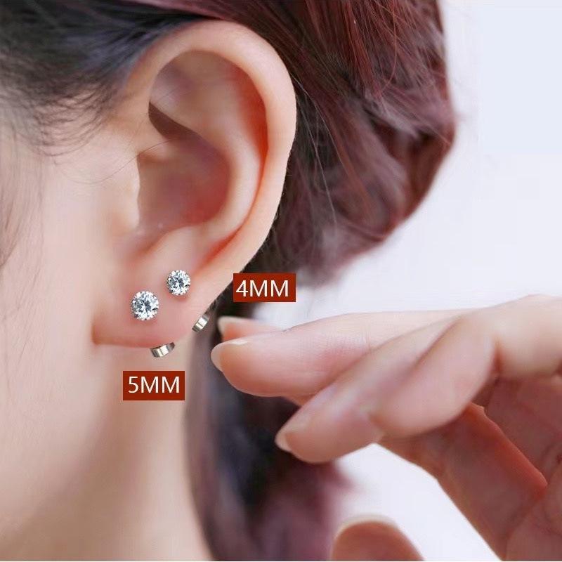 2Pcs Women's Simple Stud Earrings for Healing the Ear Canal Bone Piercing with Diamond Earrings