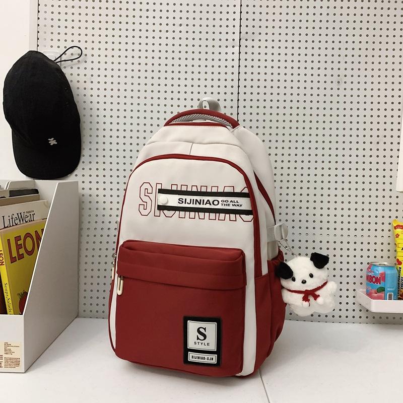 Schoolbag New High School Students Large Capacity Korean Version Versatile Backpack Japanese College Style Contrast Color Lightweight Burden Reduction