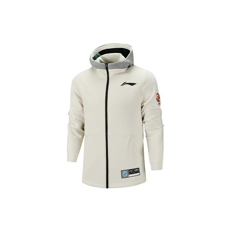 Li Ning Sports Basketball Collection Sweatshirts Men s White Hooded Moderate Cardigan AWDQ789-1- XXXXXL