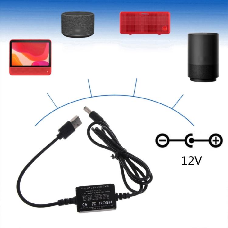 5V to 12V Voltages Step Up Converter Cable Cord Booster Line USB to DC5.5x2.1mm