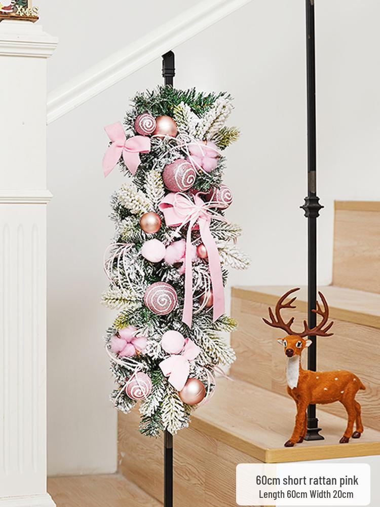 Enchanted Snowy Christmas Rattan Wreath for Window and Mall Displays