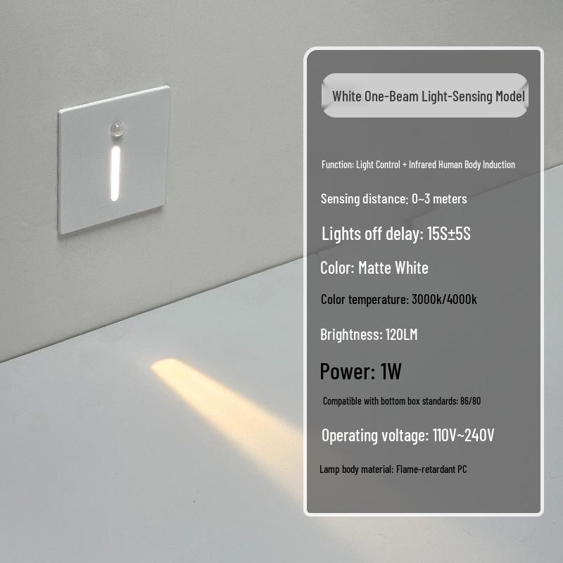 Ultracienka lampka nocna z czujnikiem magnetycznym do wbudowania typu 86 na schody i korytarze