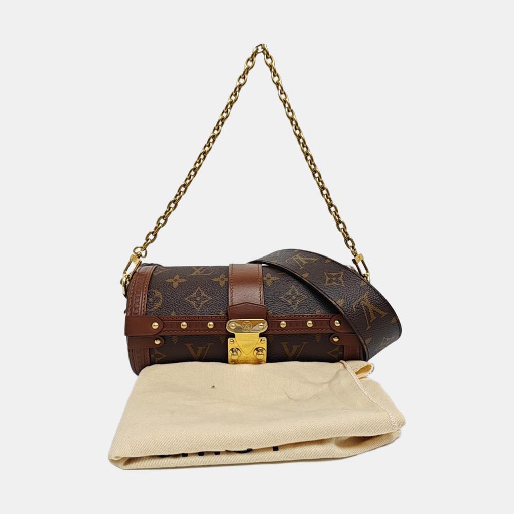 [Pre-Owned] Papillon Trunk Monogram Chain S-Lock Closure Coated Canvas With Leather Trim Shoulder Bag - Very Good #1IJCEMJ