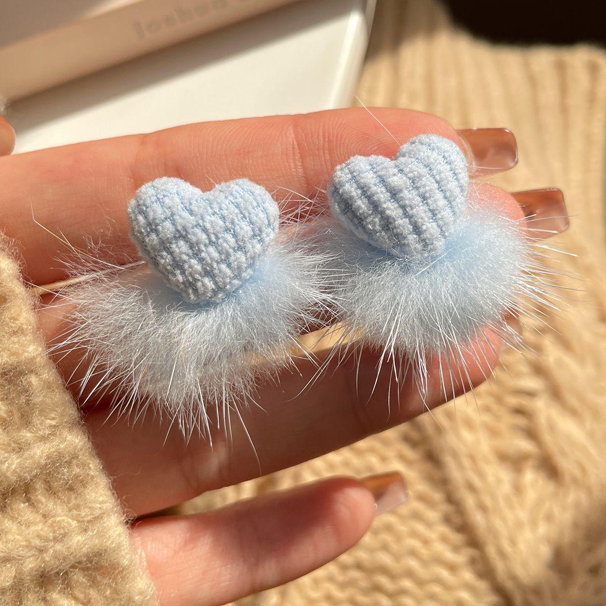 

Серьги в форме сердечка для осени и зимы, свежие цвета, серебряная игла, милый стиль, универсальные.