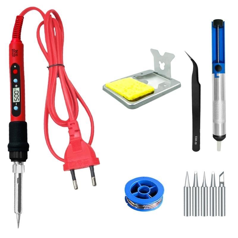 Soldering Iron Kits 80W LCD Digital Soldering Welding Iron Kits Portable Soldering Kits for Metal Electric Repair