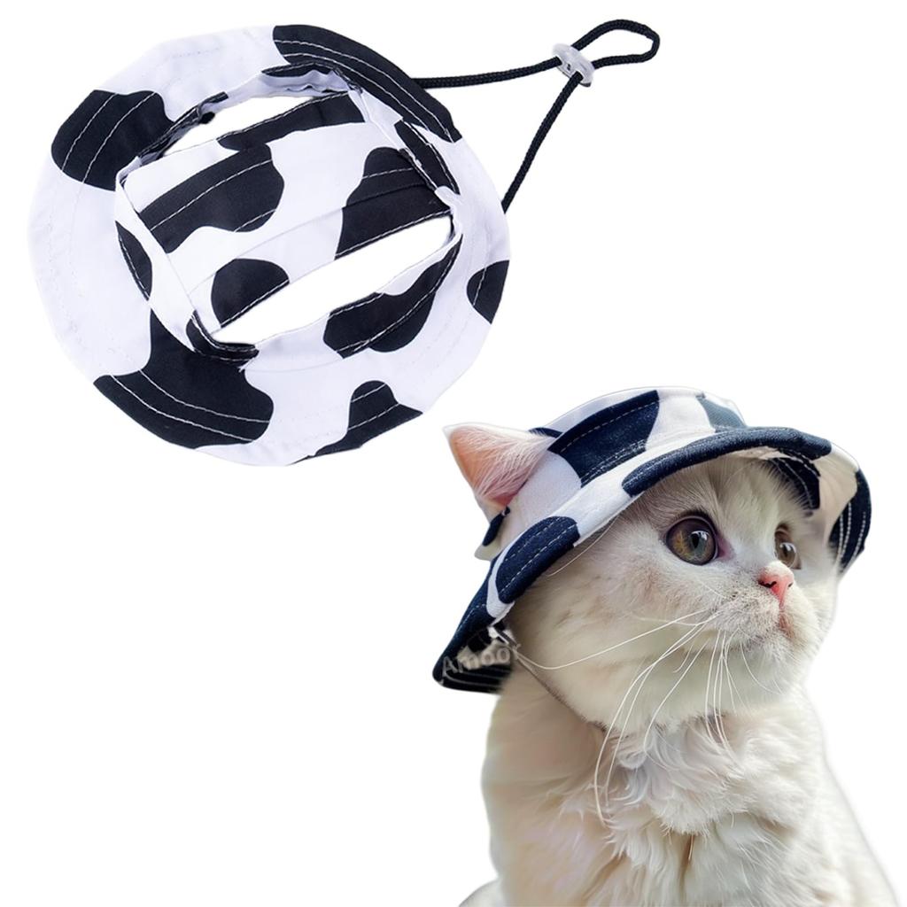 Adjustable Pet Hat with Wide Brim and Ear Hole Design Lightweight Sun Protection Cap for Dogs and Cats Outdoor Use