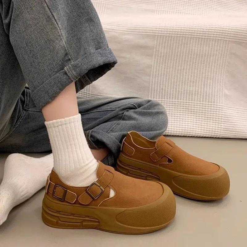 Fashion Women's Shoes Original High on Platform Round Toe Ladies Footwear Korean 39 New In Y2k Fashion Designer Luxury Vulcanized Shoe