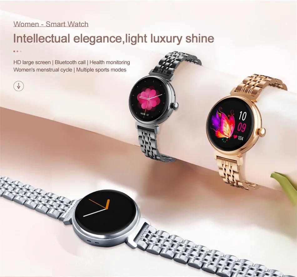 1,04-calowy ekran AMOLED Modny damski smartwatch Ekran zawsze włączony Połączenia Bluetooth Smartwatch Metalowa obudowa Zegarek z małym ekranem