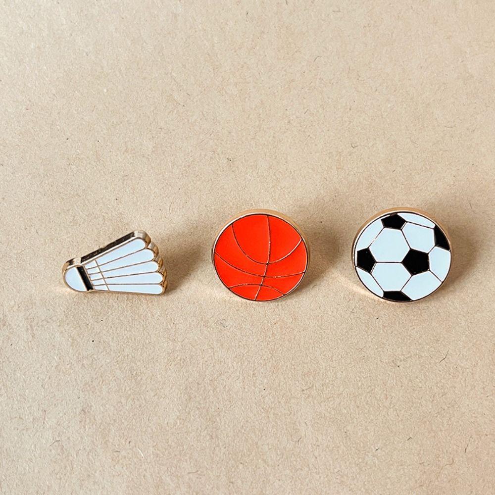 Basketball Sports Ball Enamel Pin Volleyball Metal Badge Fashion Dripping Oil Brooch  Decoration
