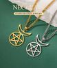 Dawapara Gehörnter Gott Cernunnos Siegel Anhänger Halskette Pentagramm Dreifache Göttin Symbol Edelstahl Wicca Schmuck