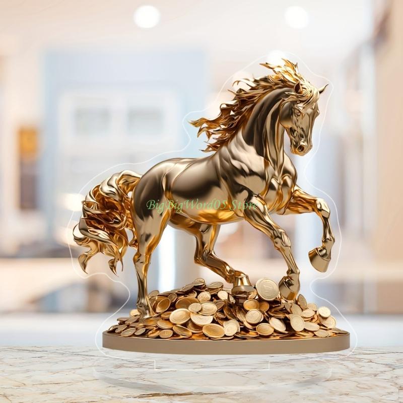 24TE Acrylic Horse Statues Animal Sculptures Collectible Figurines Home Decors