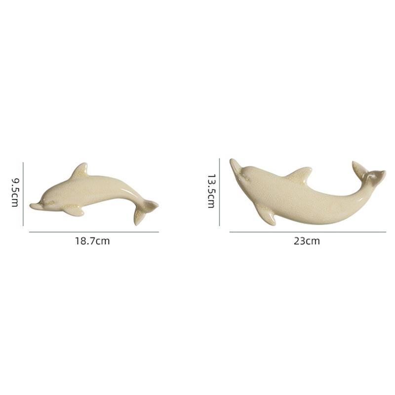 1 ks Nordic Style 3D keramické nástěnné malby s delfíny Nástěnné závěsné pozadí Dekor Řemesla Restaurace Obývací pokoj Kancelář Dekorace