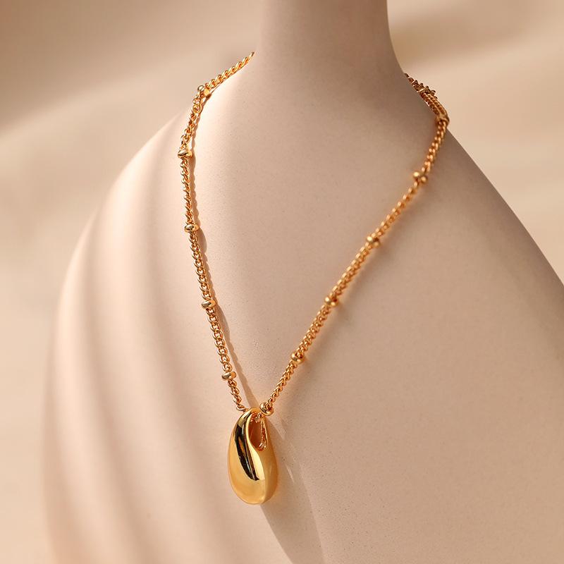 K Gold Plated Teardrop Pendant Minimalist Copper Necklace For Women
