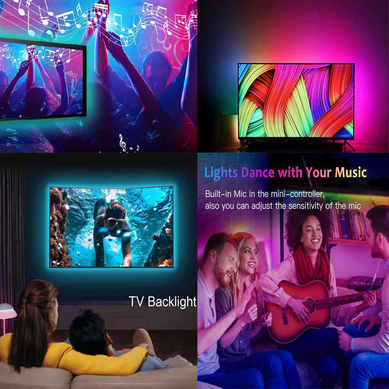 Led 10M Usb Light Strips 5050 Luses Led Rgb Tape Children Gaming Room Decoration 15M Tv Backlight 5M Led Wall Room Chain