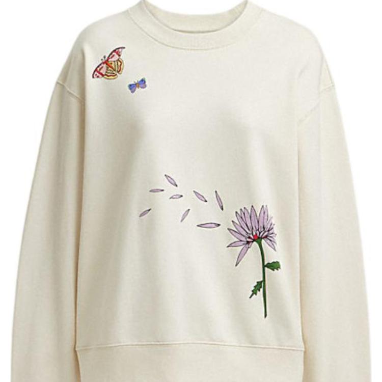 Coach Ss24 Floral Print Crewneck Long Sleeve Sweatshirt Women sweatshirt Cream CT621-CRM