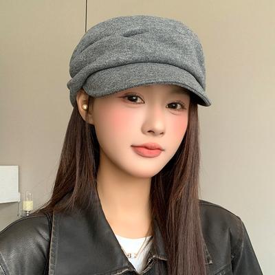Japonská plisovaná baretka pro ženy na podzim a zimu Malý literární a umělecký retro malířský klobouk Velký klobouk Newsboy