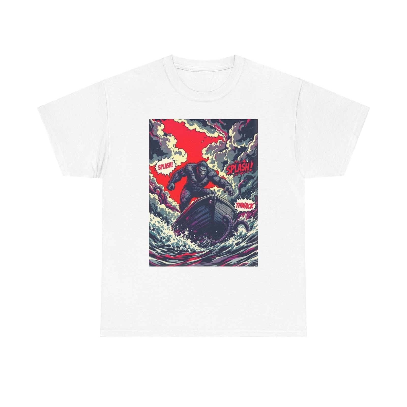 Bigfoot vs. Octopus T-Shirt Cryptid Battle Tee Sasquatch vs. Sea Monster Clash 2XL