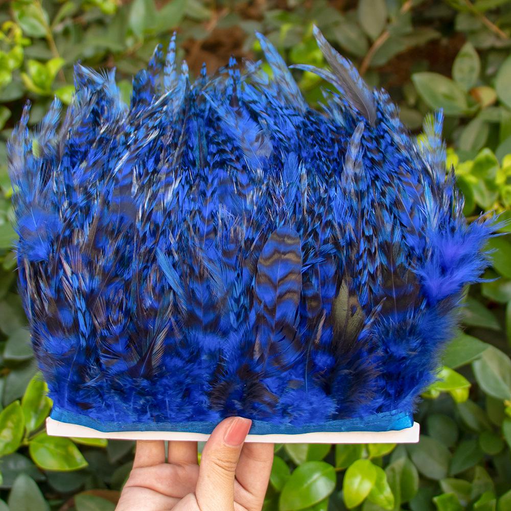 Feather1Meter Dyed Rooster Chicken Feather Trim 4-6inch Natural Pheasant Plumes for Fringe Ribbon Craft DIY Sewing Clothing Dress Decor