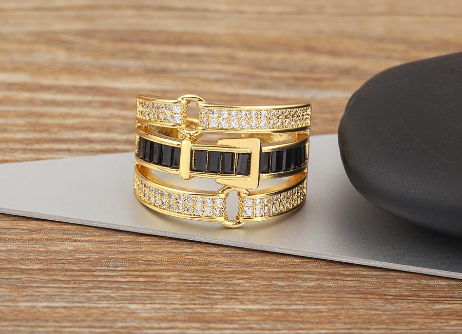 Nidin New Arrival Punk Bandage Shape Shiny Crystal Zircon Multilayer Open Rings 2 Colors For Women Girl Daily Party Jewelry Gift