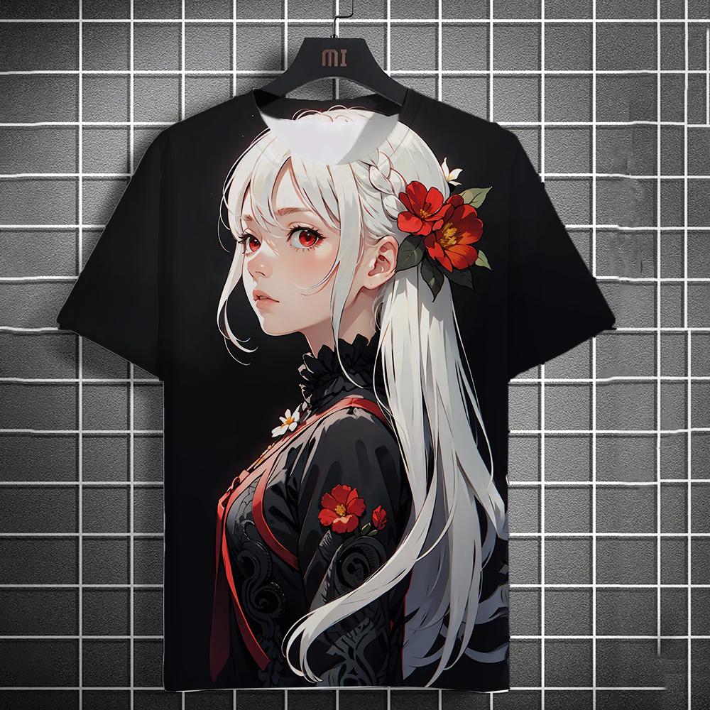 Summer Fashion Anime Girl 3D Print T-Shirts Streetwear Men Casual Oversized O-Neck Short Sleeved Tees Tops Clothing