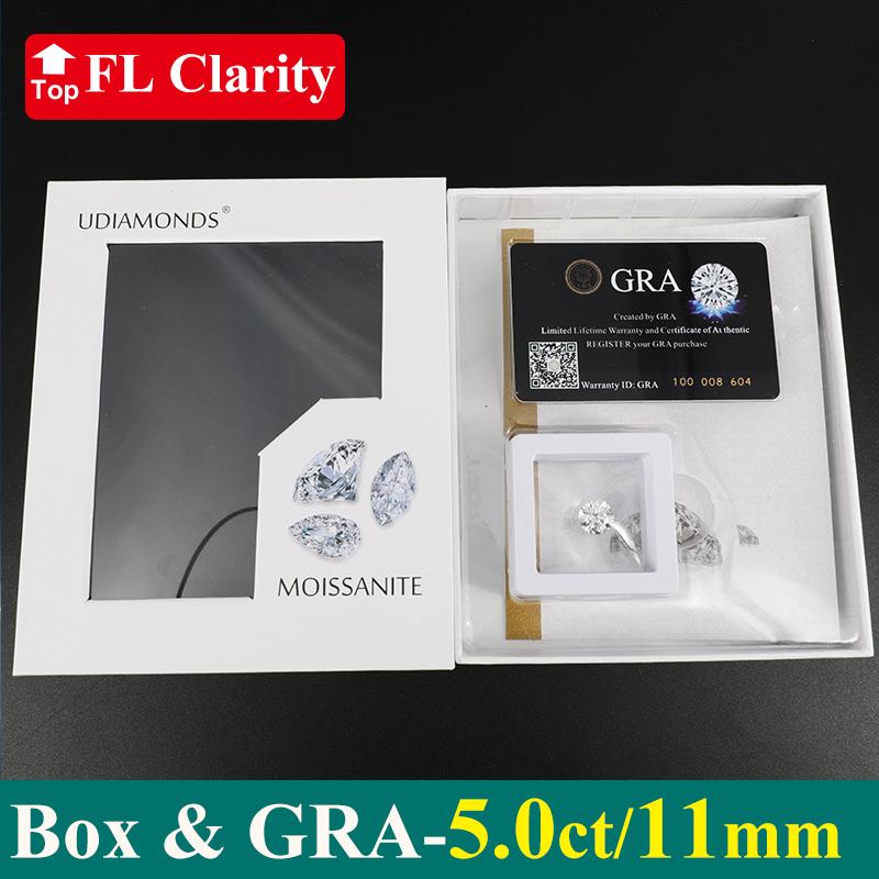 [ 3EX & FL ] New Package 0.1-30ct Super White D Color 3EX Cut FL Clarity Moissanite Loose Stone Pass Diamond Tester with GRA