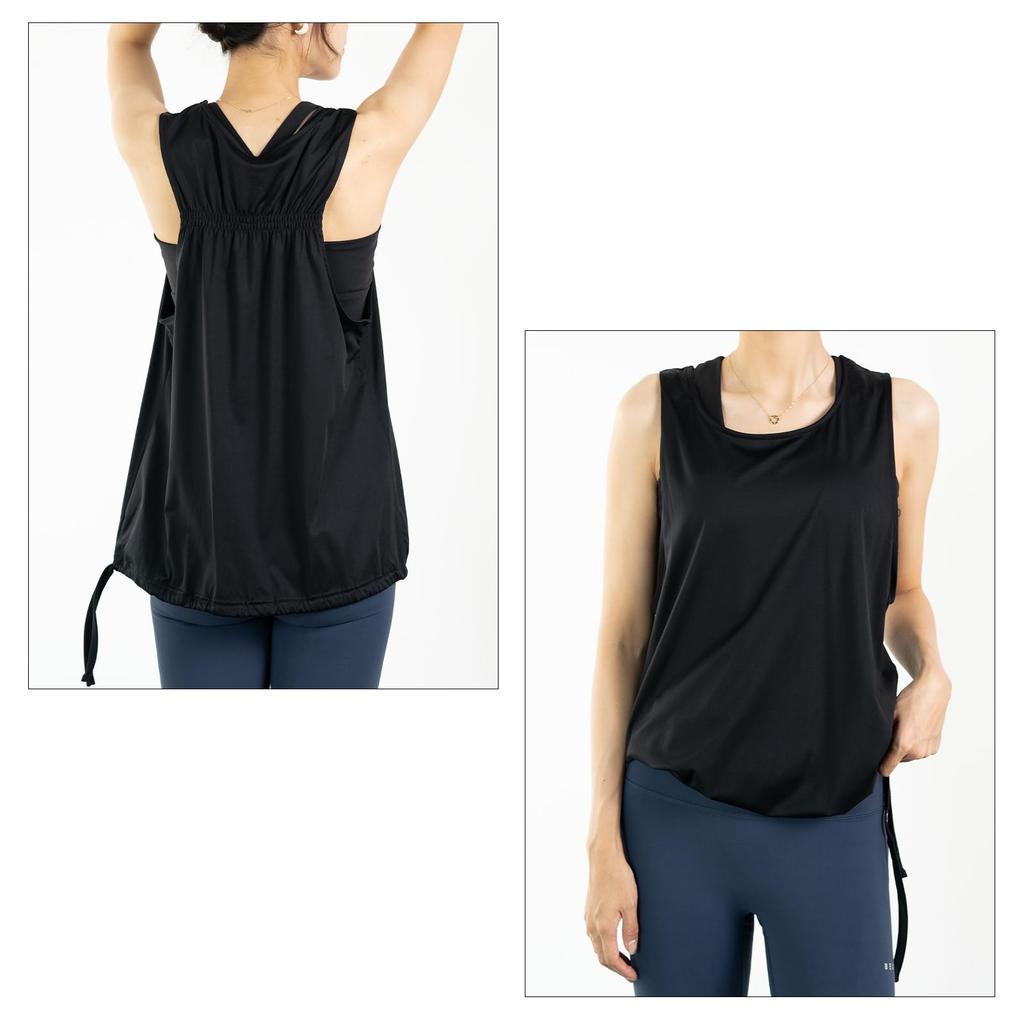 Yoga Tank Loose Cooling Long UV Cute [iito.seasons] Women's Wear, Back-Shaping Top, Fit, Shirt, Length, Sports, Loungewear, Fitness, Training,