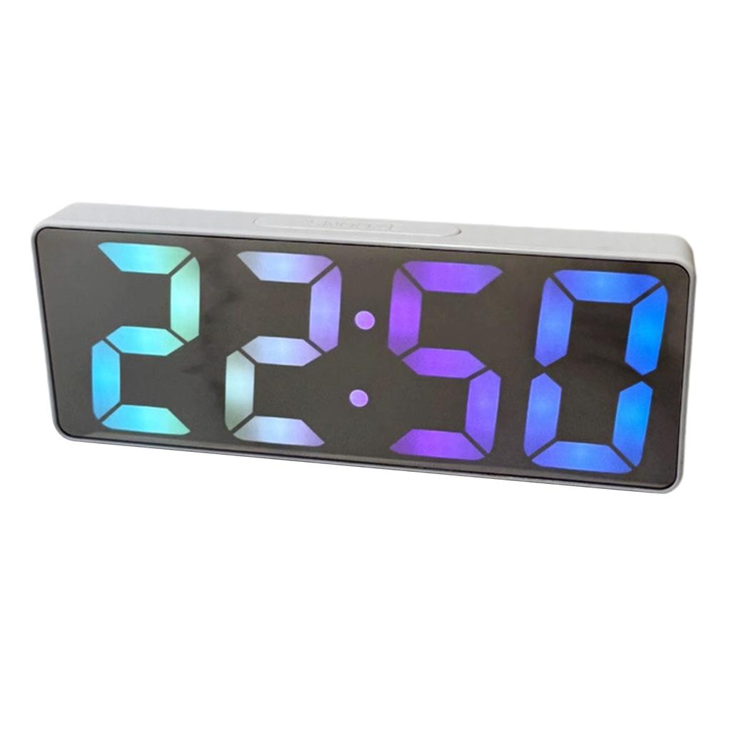 Modern Mirrored Design Electronic Alarm Clock USB Battery Operated LED Display Temperature Sensors Snoozes Function