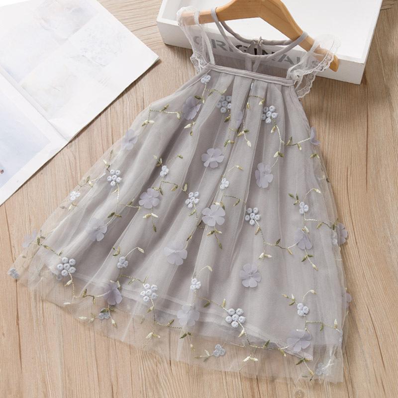 Summer Girls Tulle Princess Dress Cute Baby Party Gown Elegant Childrens Mesh Sundress For Toddler Kids Special Occasion Wear