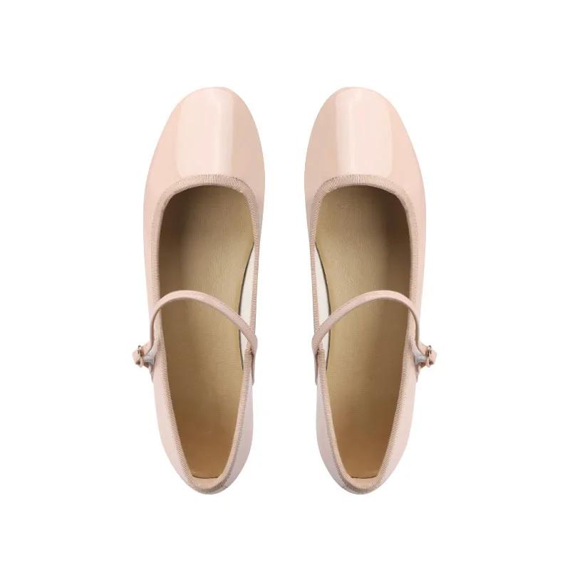 Women Flats Mary Jane Ballet Shoes Female Round Toe Glossy Leather Flats Female Dance Ballets Party Ball Bridal Wedding Shoes