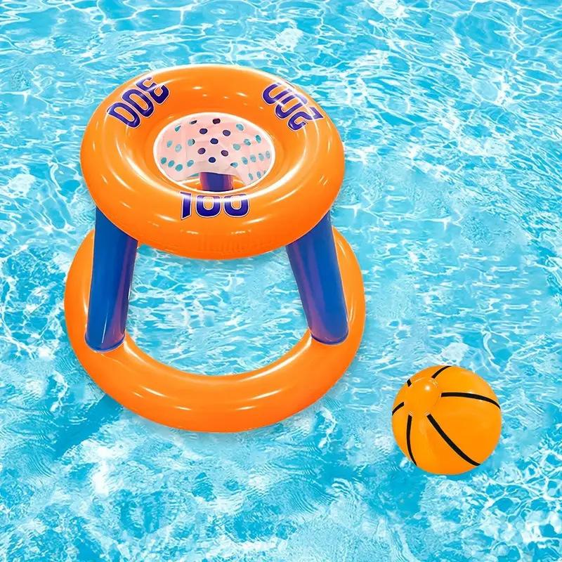 Water Basketball Hoop Inflatable Toys Swimming Pool Inflatable Ring Throwing Ferrule Game Set Floating Toys Beach Summer Water