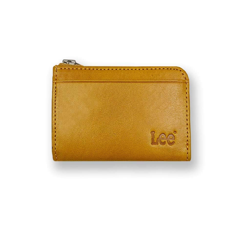 Lee Premium Italian Leather Pass Case with Coin Round 0520236a Available in 8 Colors Purse, Zipper, (Yellow),