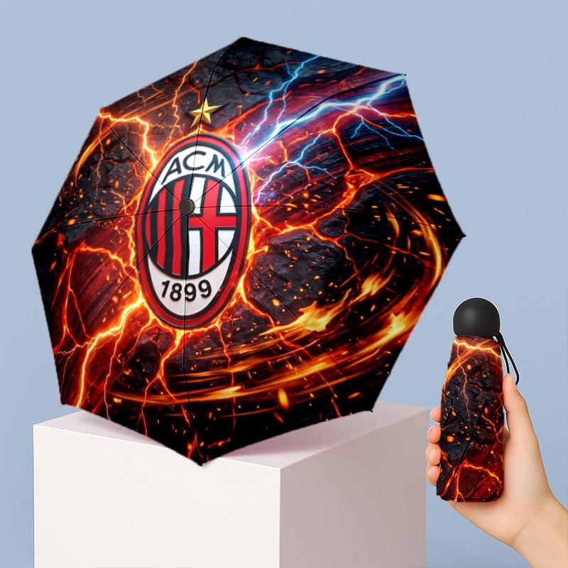 AC Milan Pattern Printed Mini 5 Folds 8 Ribs Compact Umbrella Windproof Waterproof Lightweight Portable Folding