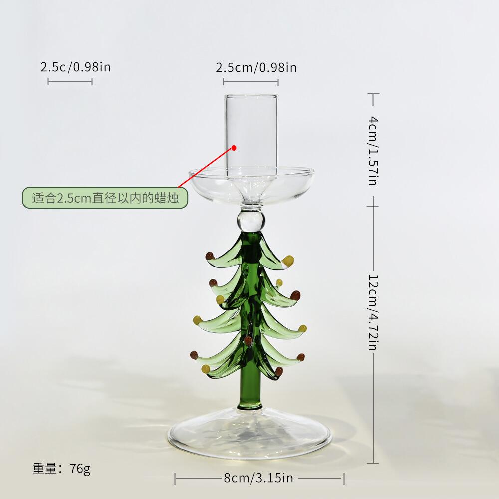Nordic Christmas Trees Candle Stick Holder Tabletop Glass Borosilicate Candle Holders for Party Birthday Home Decor