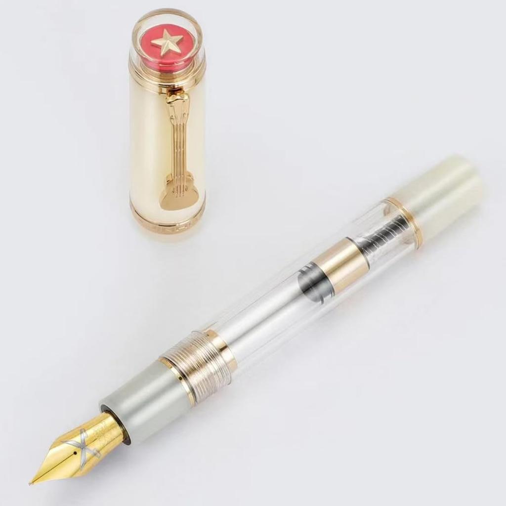 Ranvi Jinhao Tiandao 1935 Fountain Pen Fine Sword Nib with Clear Large Converter and Guitar Clip #8 Acrylic,